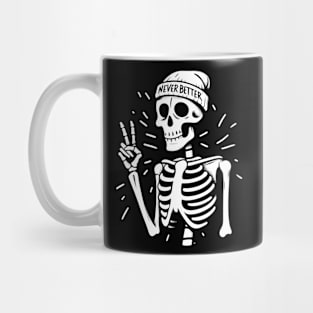 Halloween Never Better Skeleton Peace Sign Mug